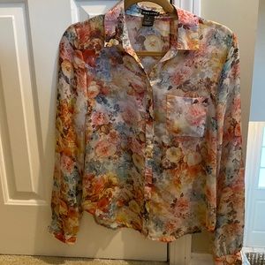 Wet seal floral button down shirt